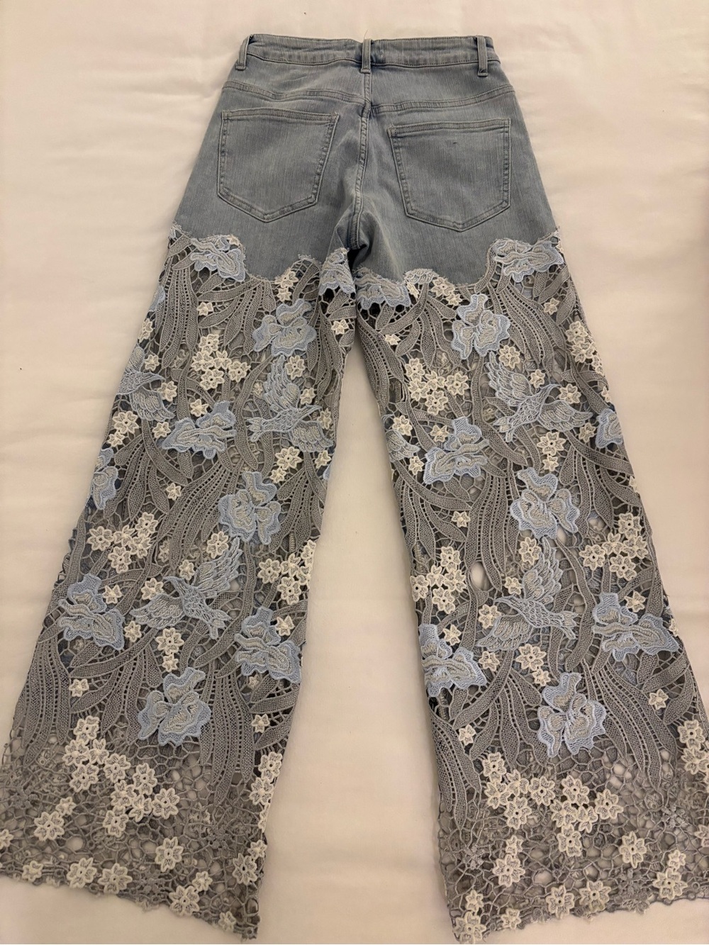 ✨ BAYEAS High Rise Rhinestone Lace Wide Leg Jeans - 27 - Picture 11 of 16
